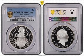 2017 £2 Unicorn of Scotland Queen's Beasts Ag PR69DCAM