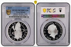 2017 £2 Lion of England Queen's Beasts Ag PR70DCAM