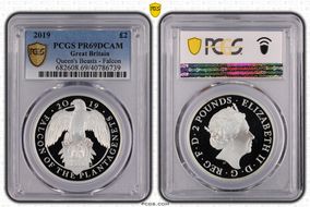 2019 £2 Falcon of the Plantagenets Queen's Beasts Ag PR69DCAM