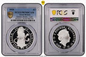 2020 £2 Lion of England Queen's Beasts Ag PR70DCAM