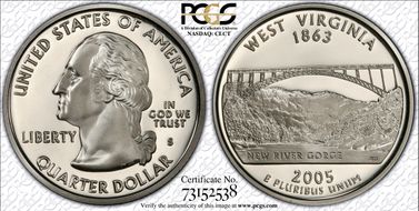 2005-S 25C West Virginia PR70DCAM
