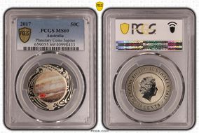 2017 50C Planetary Coins Jupiter Colorized MS69
