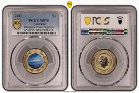 2017 $1 Planetary Coins Neptune Colorized MS70