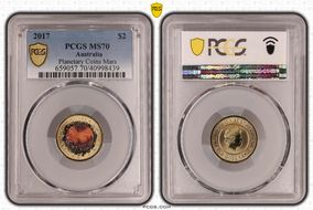 2017 $2 Planetary Coins Mars Colorized MS70