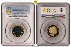 2001 $1 Centenary-Colorized PR69DCAM