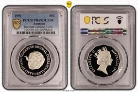 1991 50C Decimal Currency CuNi PR69DCAM