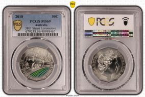 2018 50C 3801 Steam Locomotive Colorized MS69