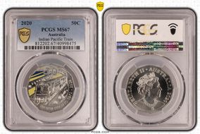 2020 50C Indian Pacific Train Colorized MS67