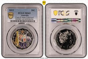 2012 50C Coat of Arms Colorized MS69