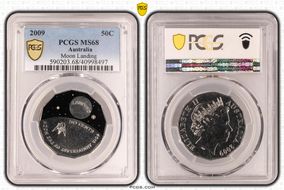 2009 50C Moon Landing Colorized MS68