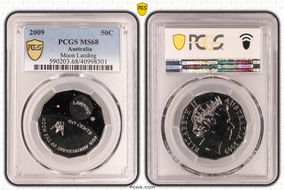 2009 50C Moon Landing Colorized MS68