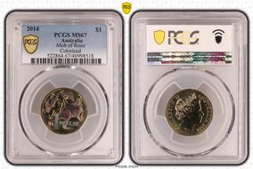 2014 $1 Mob of Roos AlBr Colorized MS67