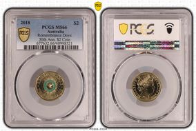 2018 $2 Remembrance Dove Colorized 30th Ann. $2 Coin MS66