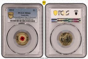 2012 $2 Remembrance Day Colorized MS66