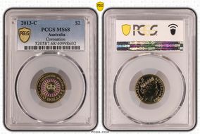 2013-C $2 Coronation Colorized MS68