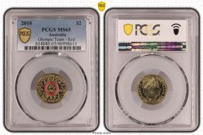 2016 $2 Olympic Team - Red Colorized MS65