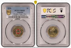 2016 $2 Olympic Team - Red Colorized MS65