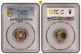 2018-C $2 Lest We Forget Eternal Flame Colorized MS69