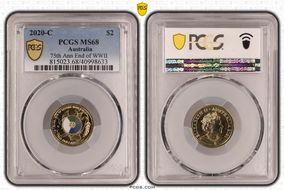 2020-C $2 75th Ann End of WWII Colorized MS68