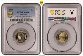 2020 $2 75th Ann End of WWII Colorized MS64