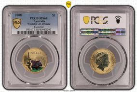 2008 $1 Wombat Al-Bronze Colorized MS68