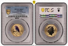 2011 $1 Kookaburra Al-Bronze Colorized MS67