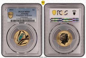 2011 $1 Kingfisher Al-Bronze Colorized MS69
