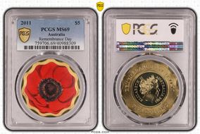 2011 $5 Remembrance Day Colorized MS69