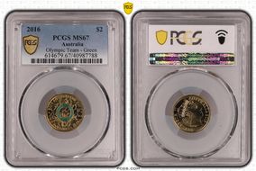 2016 $2 Olympic Team - Green Colorized MS67