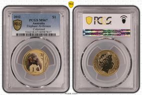 2012 $1 Elephant Al-Bronze Colorized MS67