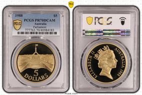 1988 $5 Parliament PR70DCAM