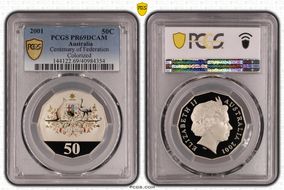 2001 50C Centenary of Federation Colorized PR69DCAM