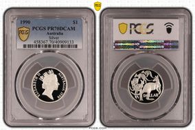 1990 $1 KM-84a  Ag PR70DCAM