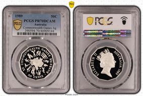 1989 50C Commonwealth Games Ag PR70DCAM