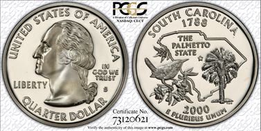 2000-S 25C South Carolina Silver PR70DCAM