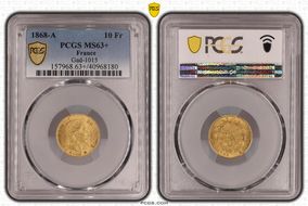 1868-A 10 Fr Gad-1015 MS63+