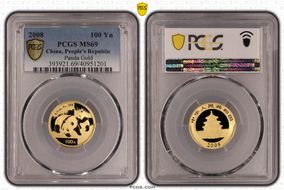 2008 100 Yn Panda Gold MS69