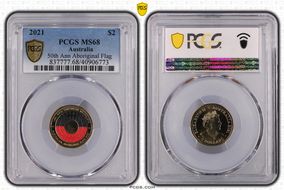 2021 $2 50th Ann Aboriginal Flag Colorized MS68