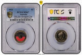 2021 $2 50th Ann Aboriginal Flag Colorized MS67