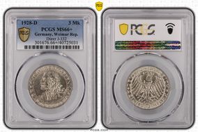 1928-D 3 Mk Dürer J-332 MS66+