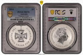 2014 $5 Victoria Cross Frosted Uncirculated MS70