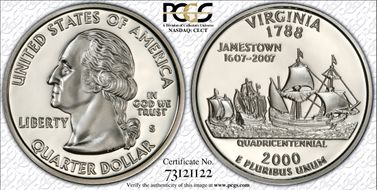 2000-S 25C Virginia Silver PR70DCAM