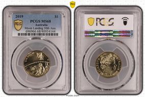 2019 $1 Moon Landing 50th Ann. MS68