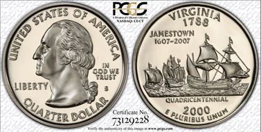 2000-S 25C Virginia PR70DCAM