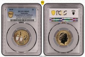 2018 $1 Snugglepot & Cuddlepie Frosted Uncirculated MS69