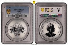2021 $1 AC/DC Frosted Uncirculated MS69