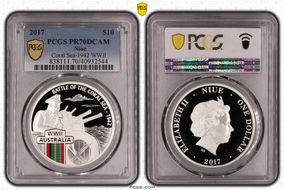 2017 $1 Coral Sea-1942 WWII PR70DCAM