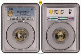 2020 $2 75th Ann End of WWII Colorized MS68