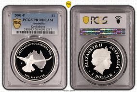 2001-P $1 Kookaburra Ag PR70DCAM