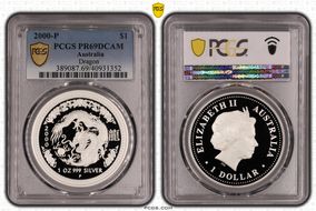 2000-P $1 Year of the Dragon Ag PR69DCAM